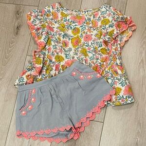Girls size 6 Louise Misha Paris embroidered top and shorts matching set